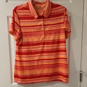 Under Armour Loose Heat Gear Vibrant Orange and Pink Polo